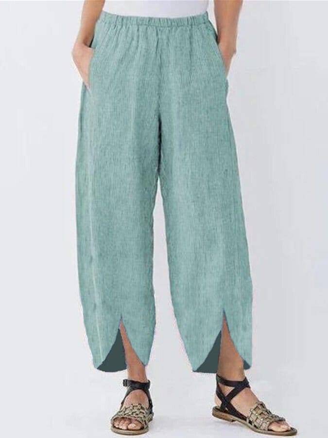 Valeria Montes S / Verde Pantalón Casual de Algodón para Mujer