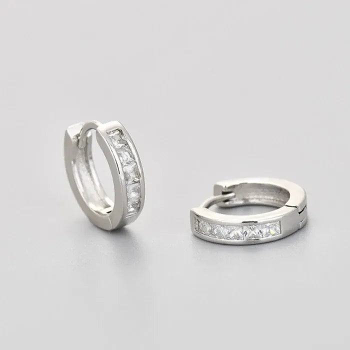 Valeria Montes Silver-02 Pendientes de plata de ley 925 con circonita cúbica para mujer, pendientes circulares redondos pequeños de diseño vintage, joyería hipoalergénica para fiesta