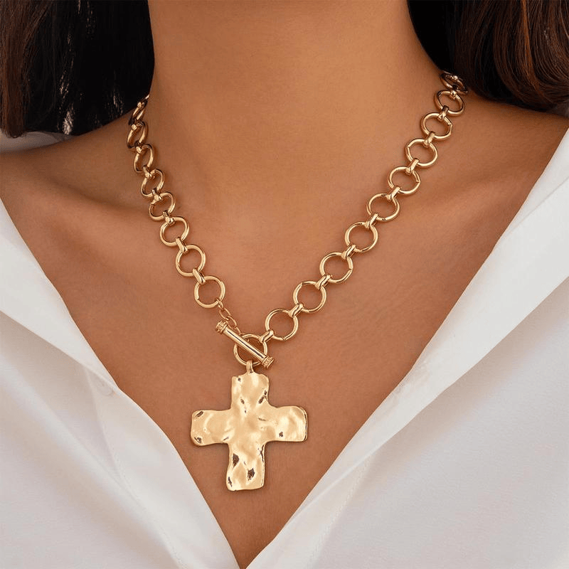 Valeria Montes Sin perla / Oro Collar con Hebilla en forma de Cruz
