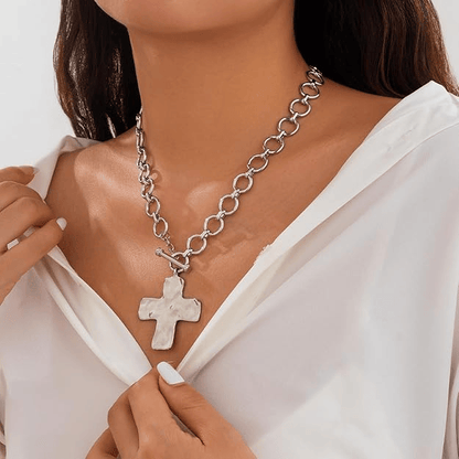 Valeria Montes Sin perla / Plata Collar con Hebilla en forma de Cruz