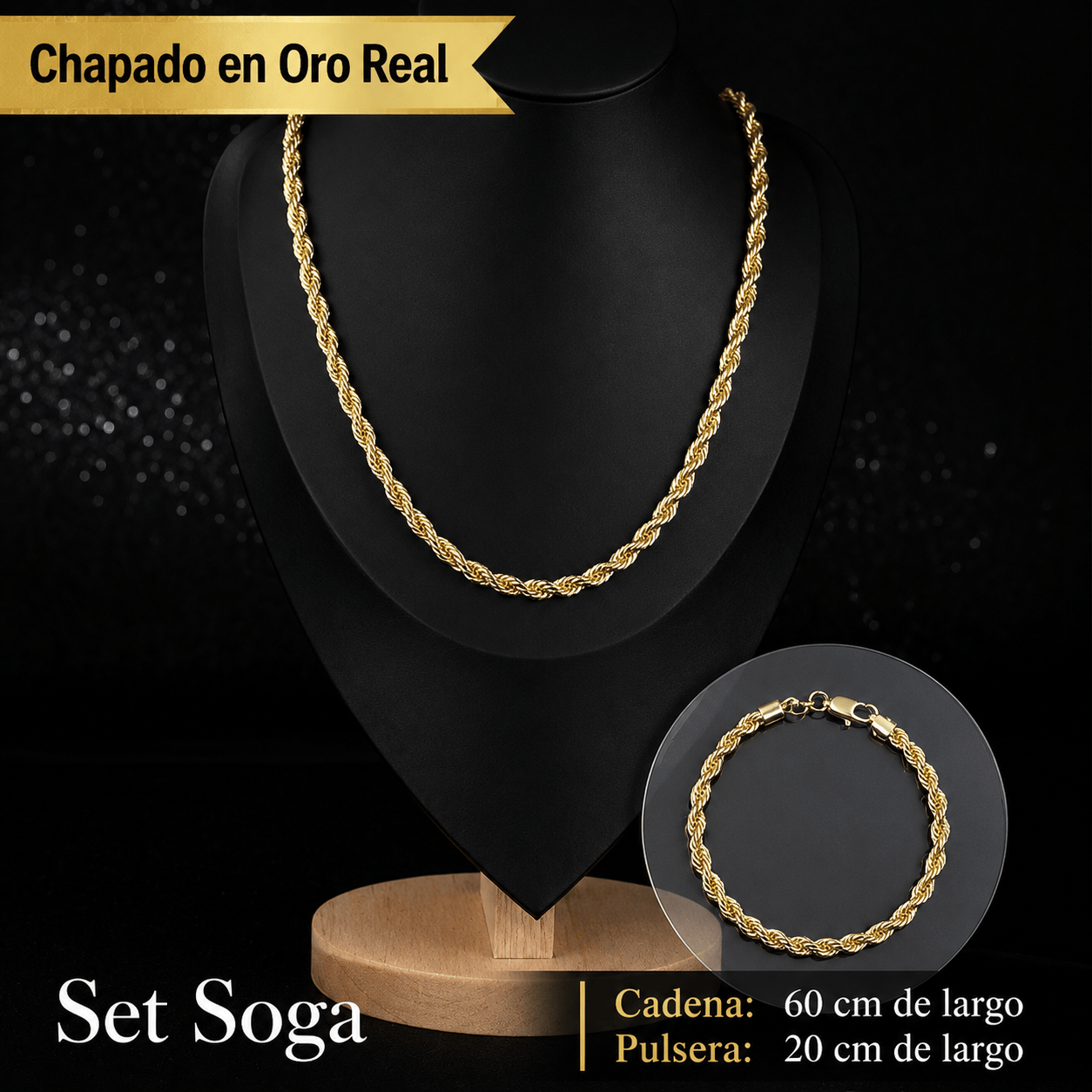 Valeria Montes Soga/Torsal Set Cadena + Pulsera Bañada en Oro 14K Valeria Montes®