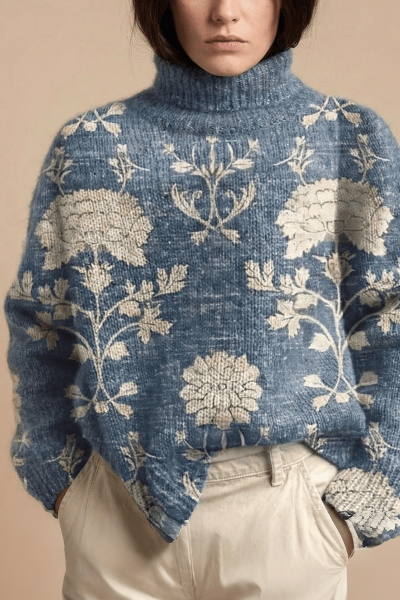 Valeria Montes Sweaters Azul cielo / S SUÉTER DE CUELLO ALTO CALIDO Y ELEGANTE