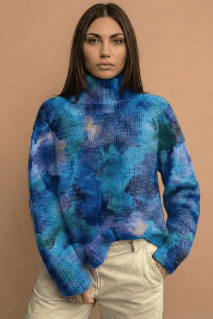 Valeria Montes Sweaters Azul / S SUÉTER DE CUELLO ALTO CALIDO Y ELEGANTE