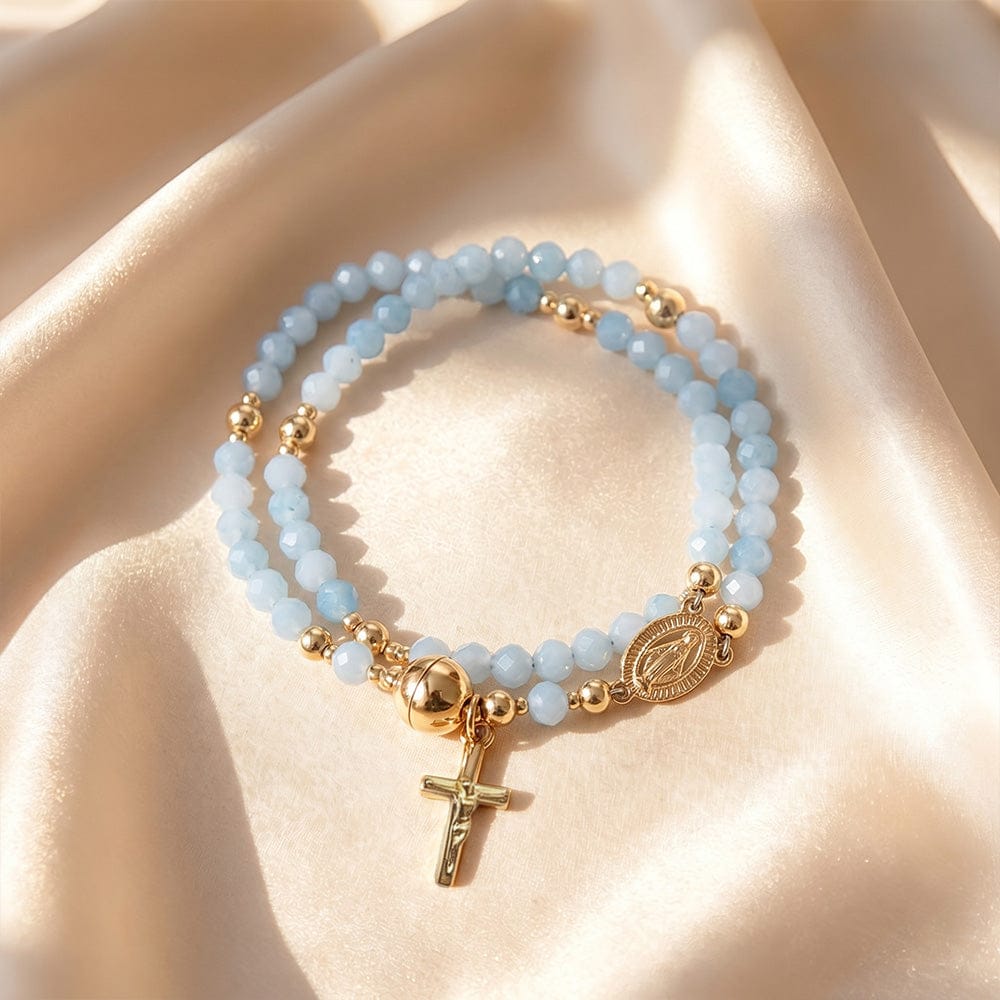 Valeria Montes Turquesa Pulsera Rosario con Cierre Magnético