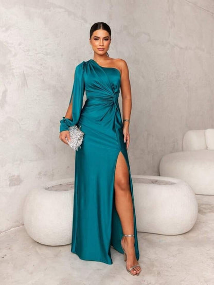 Valeria Montes Turquesa / S Elegante Vestido de Cóctel