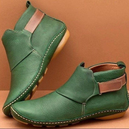 Valeria Montes Verde Eucalipto / 34 Amaris | Botines cómodos y elegantes para el invierno