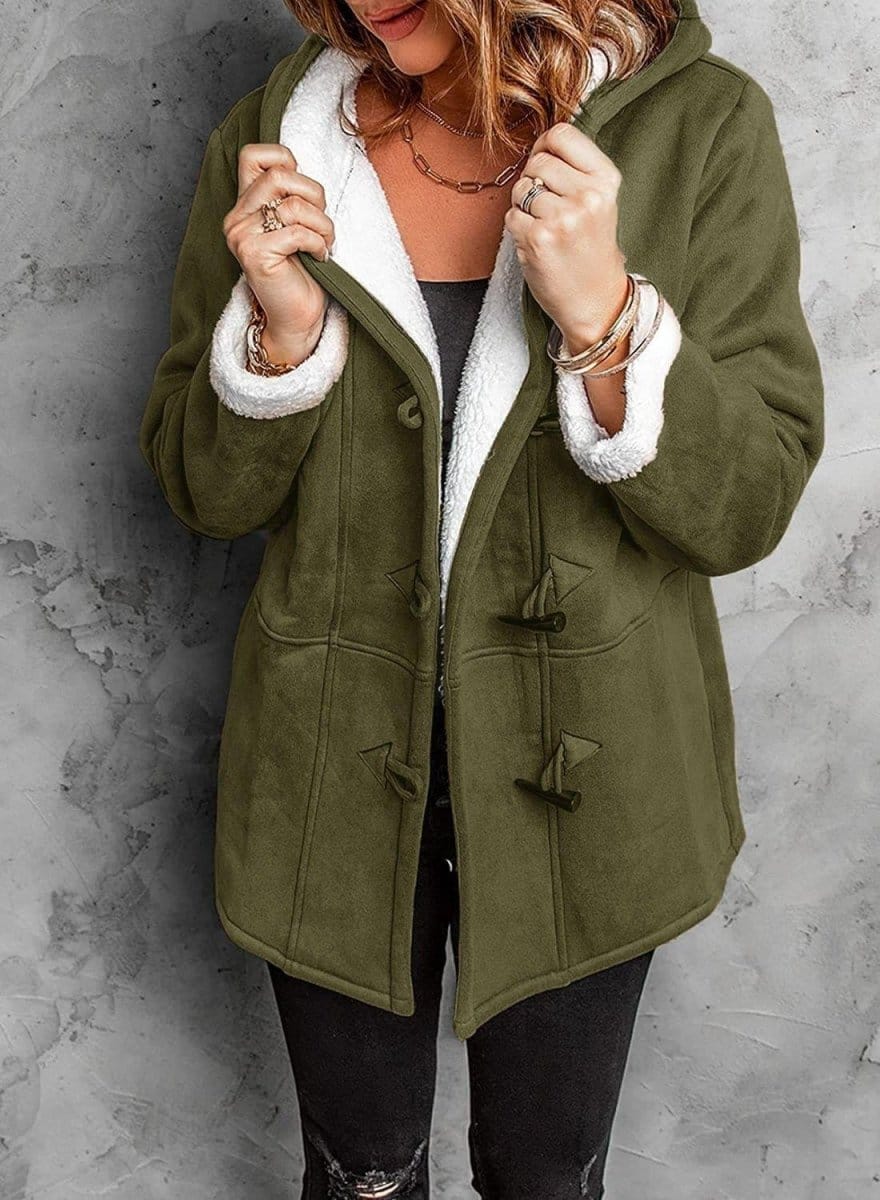 Valeria Montes Verde Militar / S Julia | Abrigo con capucha cálido y elegante
