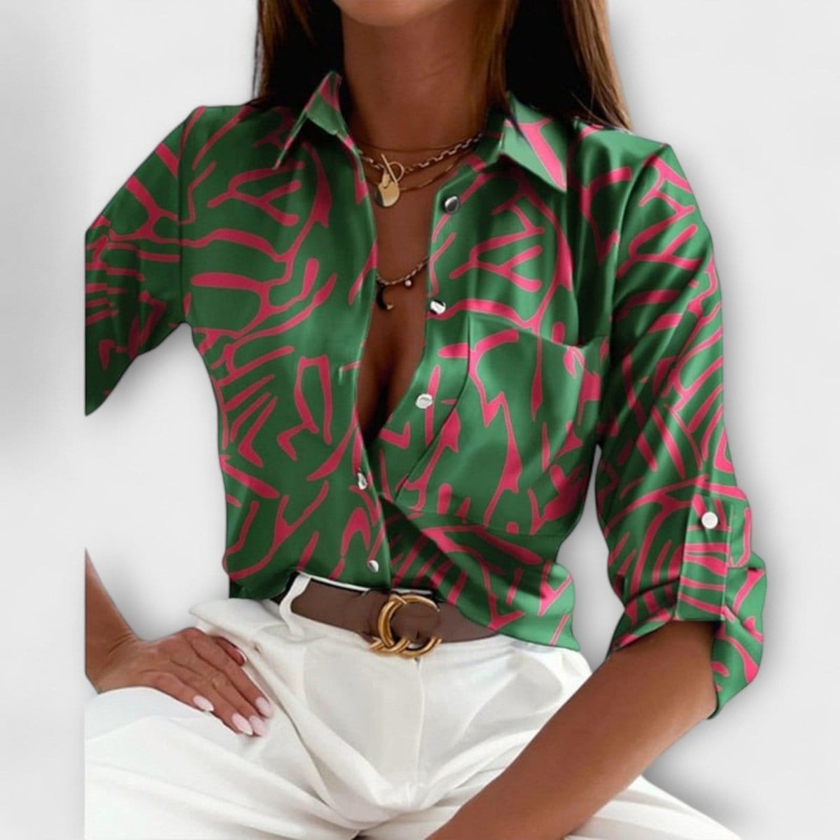 Valeria Montes verde / S BLUSA CON CUELLO CLÁSICO