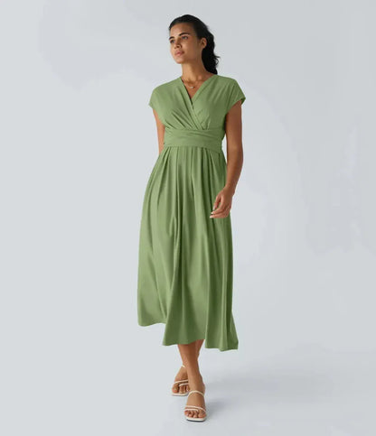 Valeria Montes Verde / XS Vestido Largo Fluido Elegante
