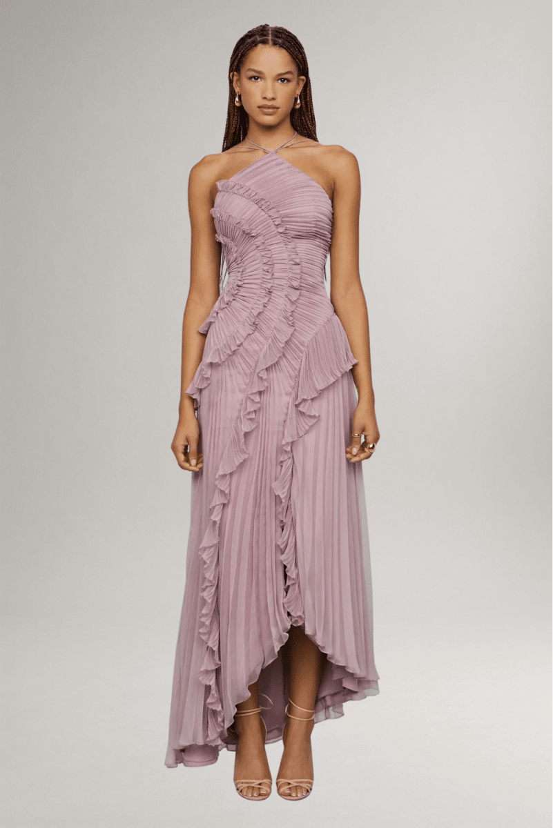 Valeria Montes Vestido Lavanda Elegante