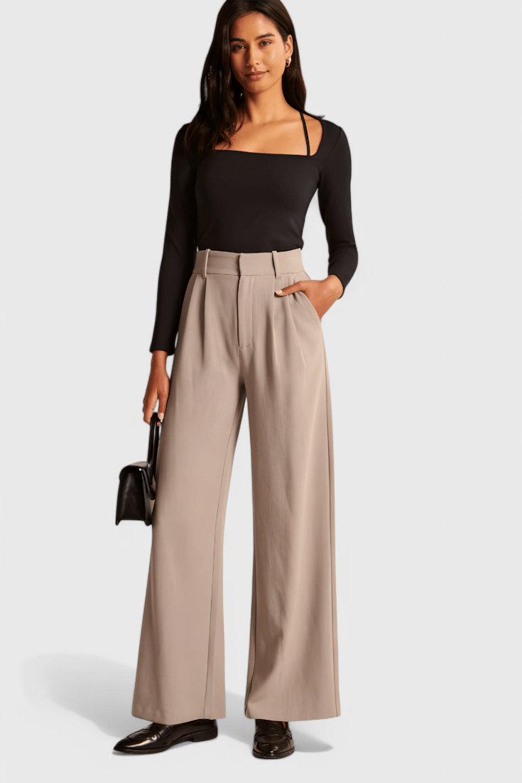 Valeria Montes XS / Beige Tinashe | Pantalones Tailored de Pierna Ancha