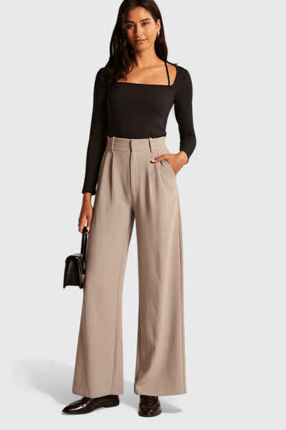 Valeria Montes XS / Beige Tinashe | Pantalones Tailored de Pierna Ancha