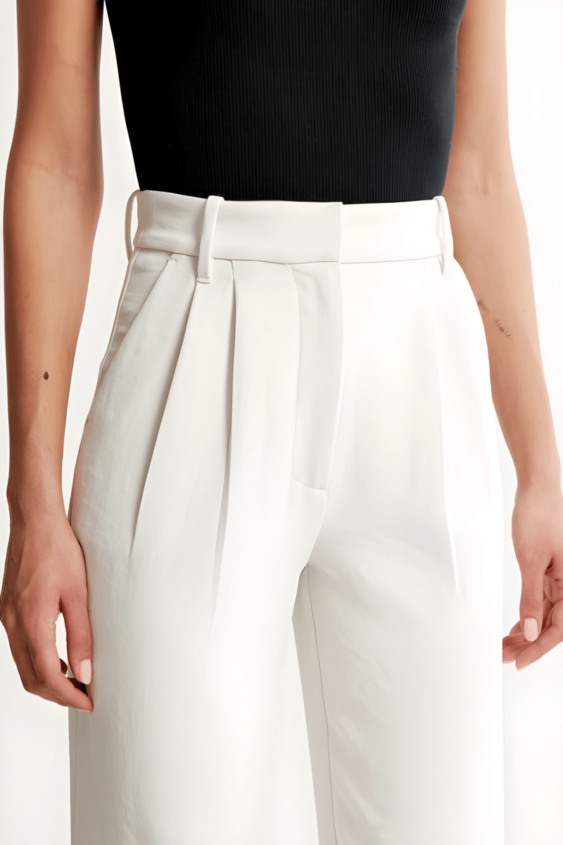 Valeria Montes XS / Blanco Tinashe | Pantalones Tailored de Pierna Ancha