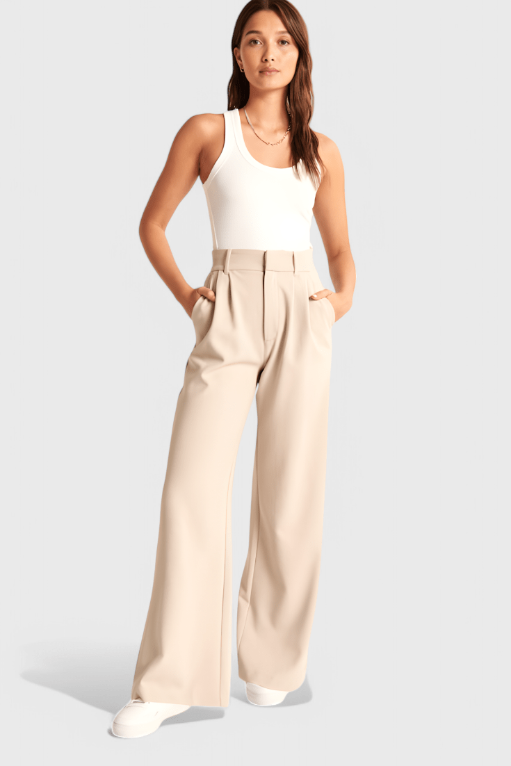 Valeria Montes XS / Marfil Tinashe | Pantalones Tailored de Pierna Ancha