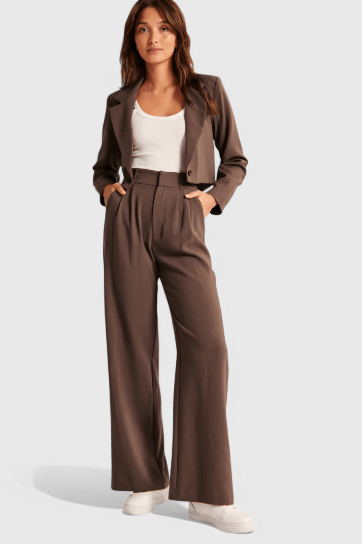 Valeria Montes XS / Marrón oscuro Tinashe | Pantalones Tailored de Pierna Ancha
